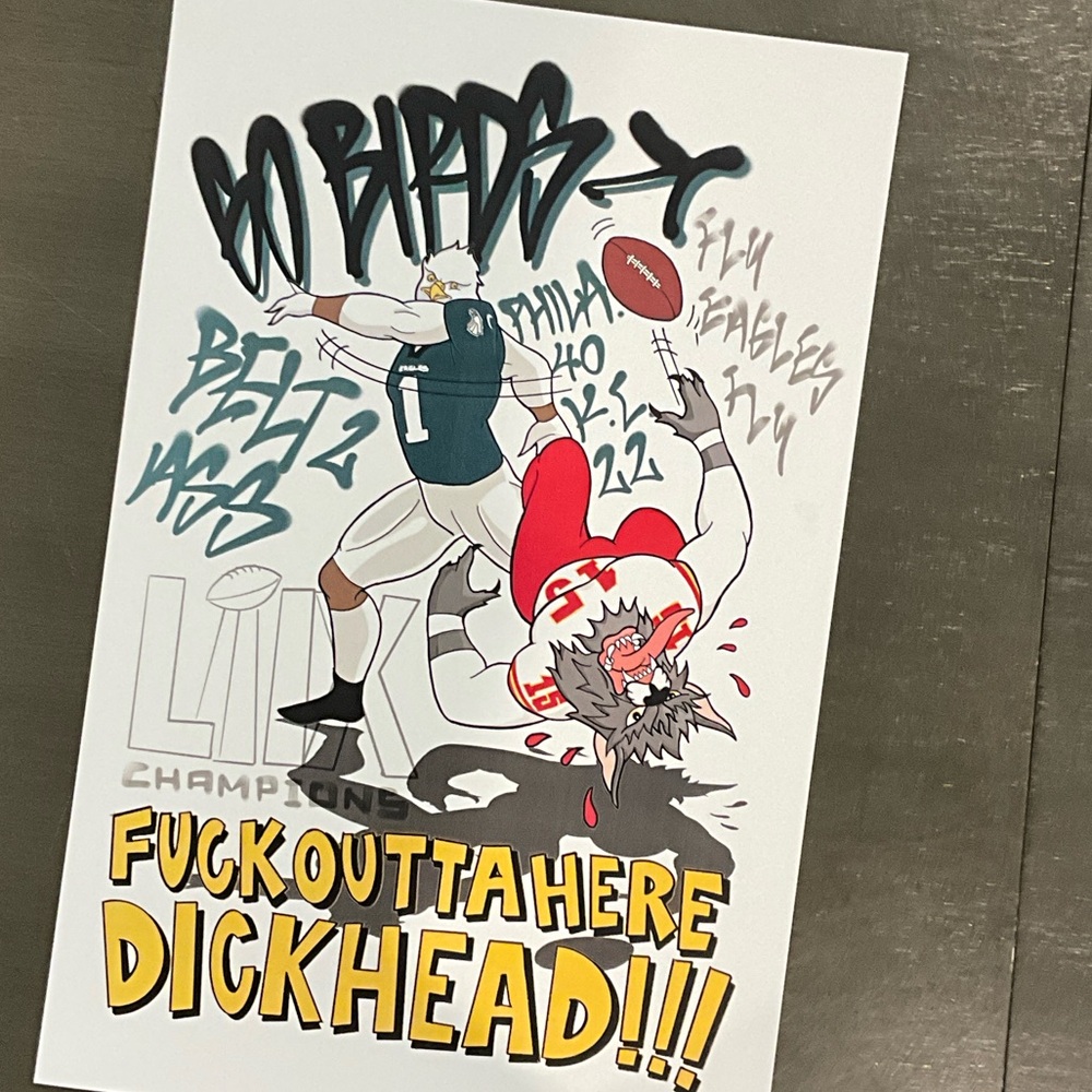 Jalen Hurts smacks Mahomes 
11x17 art print